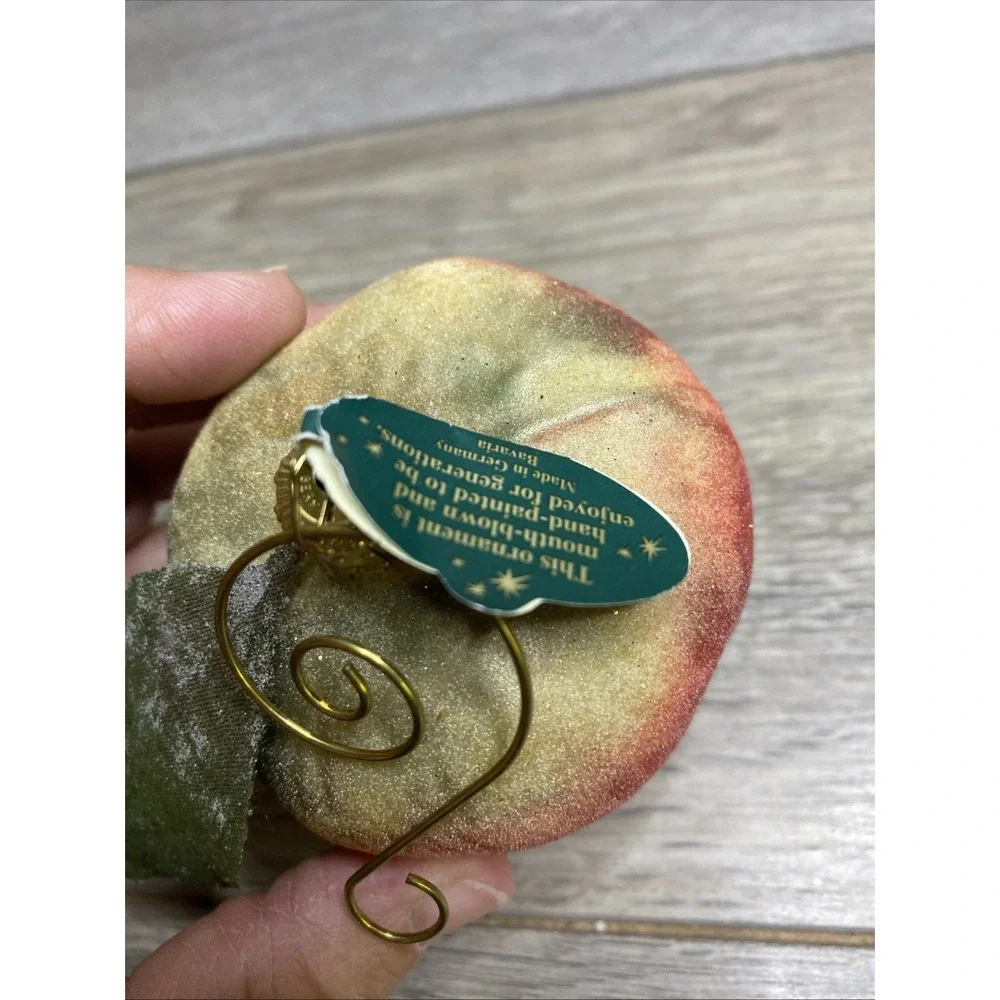 Vintage‎ Christborn Blown Glass Sugared Apple Christmas Ornament Germany w tag